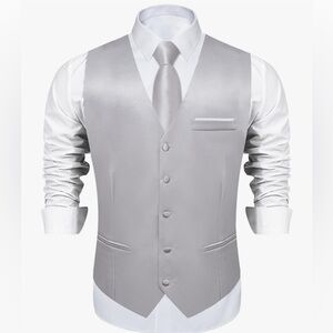 DiBanGu Silver Vest and Tie Set